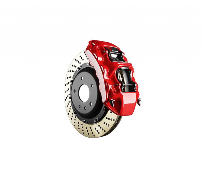 Car Brake Disc And Red Caliper