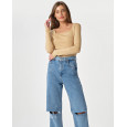 Top casual con scollo quadrato