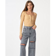 Top casual con scollo quadrato